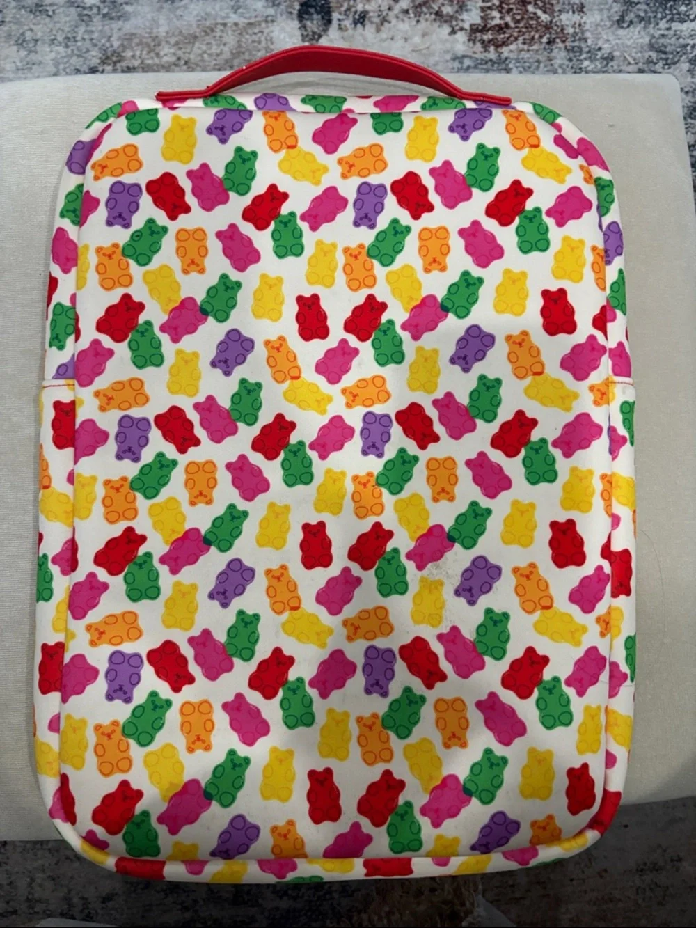 Laptop Sleeve with Multicolor Gummy Bear Pattern (White Base)
